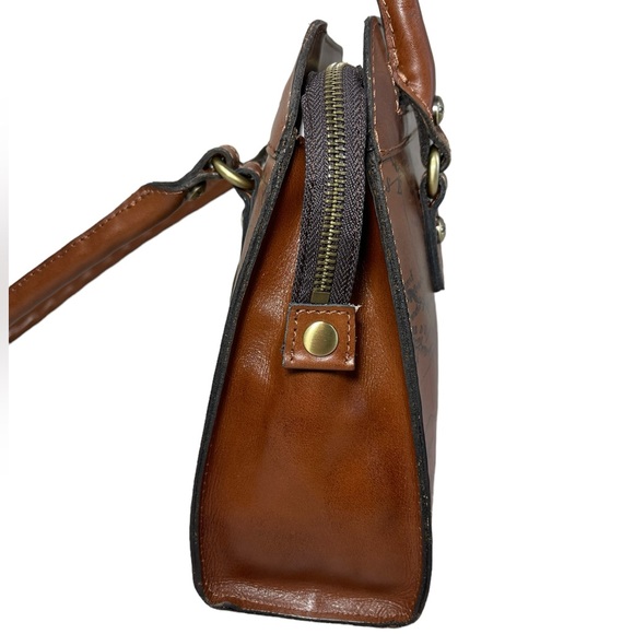 Patricia Nash Calvi Satchel Map Print Brown Leather Shoulder Western Handbag NEW - Picture 6 of 15